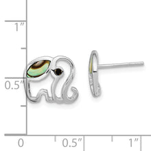 Load image into Gallery viewer, Sterling Silver RH-plated Abalone Elephant Post Earrings
