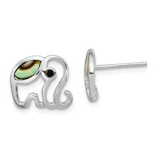 Load image into Gallery viewer, Sterling Silver RH-plated Abalone Elephant Post Earrings
