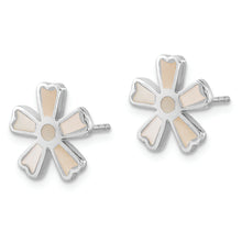 Load image into Gallery viewer, Sterling Silver Rhodium-Plated Polished MOP Flower Post Earrings
