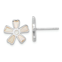 Load image into Gallery viewer, Sterling Silver Rhodium-Plated Polished MOP Flower Post Earrings
