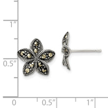 Load image into Gallery viewer, Sterling Silver Antiqued Marcasite Flower Post Earrings
