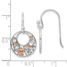 Load image into Gallery viewer, Sterling Silver Rose Rhodium Polished Flowers Dangle Earrings
