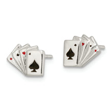 Load image into Gallery viewer, Sterling Silver Polished Playing Cards Post Earrings
