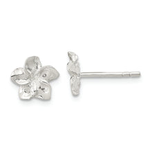 Load image into Gallery viewer, Sterling Silver Polished Plumeria Post Earrings
