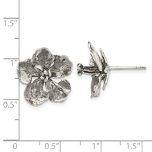 Load image into Gallery viewer, Sterling Silver Oxidized Peacock Flower Post Earrings
