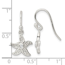 Load image into Gallery viewer, Sterling Silver Textured CZ Center Starfish Shepherd Hook Earrings
