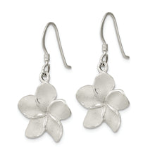 Load image into Gallery viewer, Sterling Silver Laser &amp; Polished Plumeria Shephard Hook Earrings
