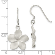 Load image into Gallery viewer, Sterling Silver Laser &amp; Polished Plumeria Shephard Hook Earrings
