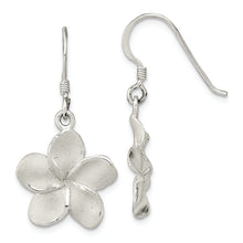 Load image into Gallery viewer, Sterling Silver Laser &amp; Polished Plumeria Shephard Hook Earrings
