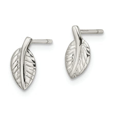 Load image into Gallery viewer, Sterling Silver Polished Tiny Leaf Post Earrings
