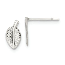 Load image into Gallery viewer, Sterling Silver Polished Tiny Leaf Post Earrings
