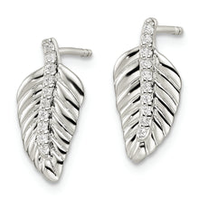 Load image into Gallery viewer, Sterling Silver CZ Leaf Post Earrings
