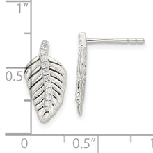 Load image into Gallery viewer, Sterling Silver CZ Leaf Post Earrings
