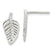 Load image into Gallery viewer, Sterling Silver CZ Leaf Post Earrings
