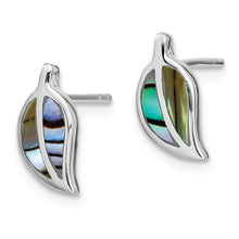 Load image into Gallery viewer, Sterling Silver RH-plated Abalone Leaf Post Earrings

