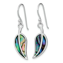 Load image into Gallery viewer, Sterling Silver RH-plated Abalone Leaf Shephard Hook Earrings
