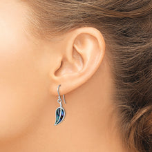 Load image into Gallery viewer, Sterling Silver RH-plated Abalone Leaf Shephard Hook Earrings
