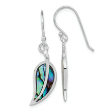 Load image into Gallery viewer, Sterling Silver RH-plated Abalone Leaf Shephard Hook Earrings

