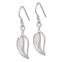 Load image into Gallery viewer, Sterling Silver Rhodium-plated Polished MOP Leaf Shepherds Hook Earrings
