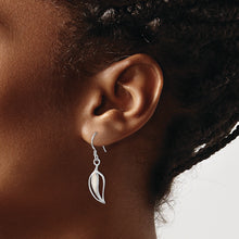 Load image into Gallery viewer, Sterling Silver Rhodium-plated Polished MOP Leaf Shepherds Hook Earrings
