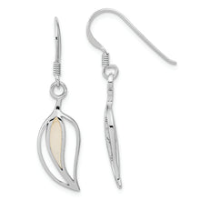 Load image into Gallery viewer, Sterling Silver Rhodium-plated Polished MOP Leaf Shepherds Hook Earrings
