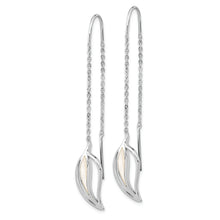 Load image into Gallery viewer, Sterling Silver Rhodium-plated Polished MOP Leaf Threaded Earrings
