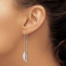 Load image into Gallery viewer, Sterling Silver Rhodium-plated Polished MOP Leaf Threaded Earrings
