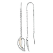 Load image into Gallery viewer, Sterling Silver Rhodium-plated Polished MOP Leaf Threaded Earrings
