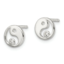 Load image into Gallery viewer, Sterling Silver Polished CZ Yin Yang Post Earrings
