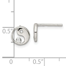 Load image into Gallery viewer, Sterling Silver Polished CZ Yin Yang Post Earrings
