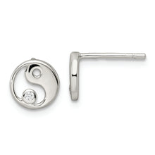 Load image into Gallery viewer, Sterling Silver Polished CZ Yin Yang Post Earrings

