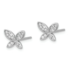 Load image into Gallery viewer, Sterling Silver Rhodium-plated CZ Butterfly Post Earrings
