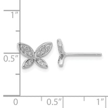 Load image into Gallery viewer, Sterling Silver Rhodium-plated CZ Butterfly Post Earrings
