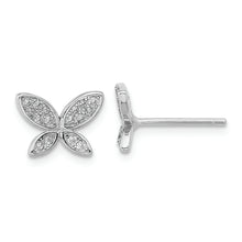Load image into Gallery viewer, Sterling Silver Rhodium-plated CZ Butterfly Post Earrings
