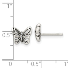 Load image into Gallery viewer, Sterling Silver Antiqued CZ Butterfly Post Earrings
