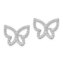 Load image into Gallery viewer, Sterling Silver Rhodium-plated Polished CZ Open Butterfly Post Earrings
