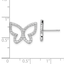 Load image into Gallery viewer, Sterling Silver Rhodium-plated Polished CZ Open Butterfly Post Earrings
