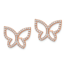 Load image into Gallery viewer, Sterling Silver Rose-tone CZ Open Butterfly Post Earrings
