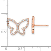 Load image into Gallery viewer, Sterling Silver Rose-tone CZ Open Butterfly Post Earrings
