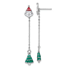 Load image into Gallery viewer, Sterling Silver RH-plated Enameled Crystal Santa/Tree Post Earrings
