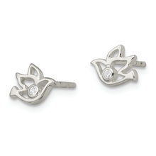 Load image into Gallery viewer, Sterling Silver Polished CZ Dove Post Earrings
