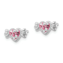 Load image into Gallery viewer, Sterling Silver Rhodium-plated Pink Preciosa Crystal Heart Candy Earrings
