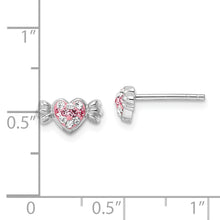 Load image into Gallery viewer, Sterling Silver Rhodium-plated Pink Preciosa Crystal Heart Candy Earrings
