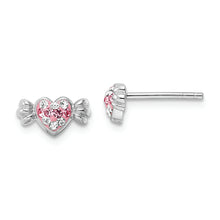 Load image into Gallery viewer, Sterling Silver Rhodium-plated Pink Preciosa Crystal Heart Candy Earrings
