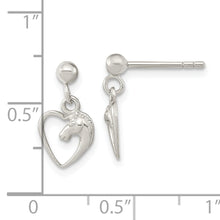 Load image into Gallery viewer, Sterling Silver Open Heart Horse Head Dangle Earrings
