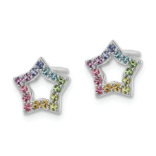 Load image into Gallery viewer, Sterling Silver Rhodium-plated Rainbow Nano Crystal Star Post Earrings
