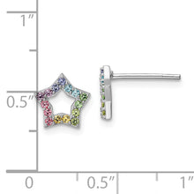 Load image into Gallery viewer, Sterling Silver Rhodium-plated Rainbow Nano Crystal Star Post Earrings
