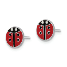 Load image into Gallery viewer, Sterling Silver RH-plated Enamel Kids Lady Bug Post Earrings
