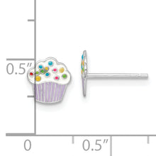 Load image into Gallery viewer, Sterling Silver RH-plated Enamel Kids Cupcake Post Earrings
