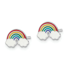 Load image into Gallery viewer, Sterling Silver RH-plated Enamel Kids Rainbow Post Earrings
